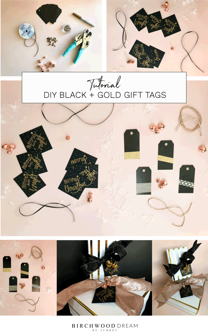 Tutorial DIY Black + Gold Gift Tags