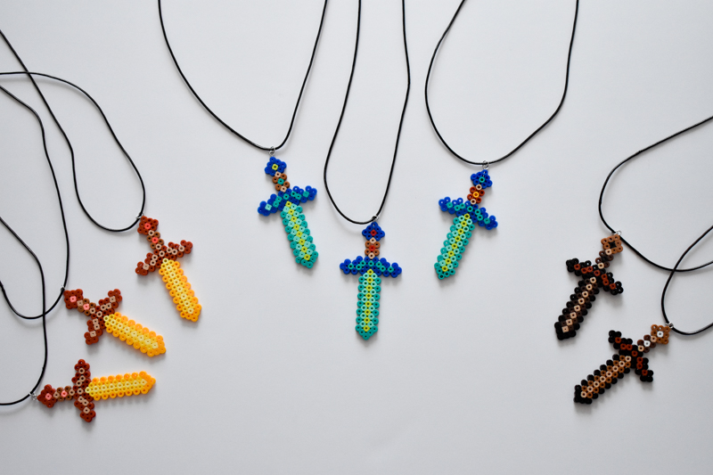 DIY Minecraft Perler Bead Necklace Party Favors