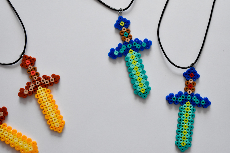 DIY Minecraft Perler Bead Necklace Party Favors