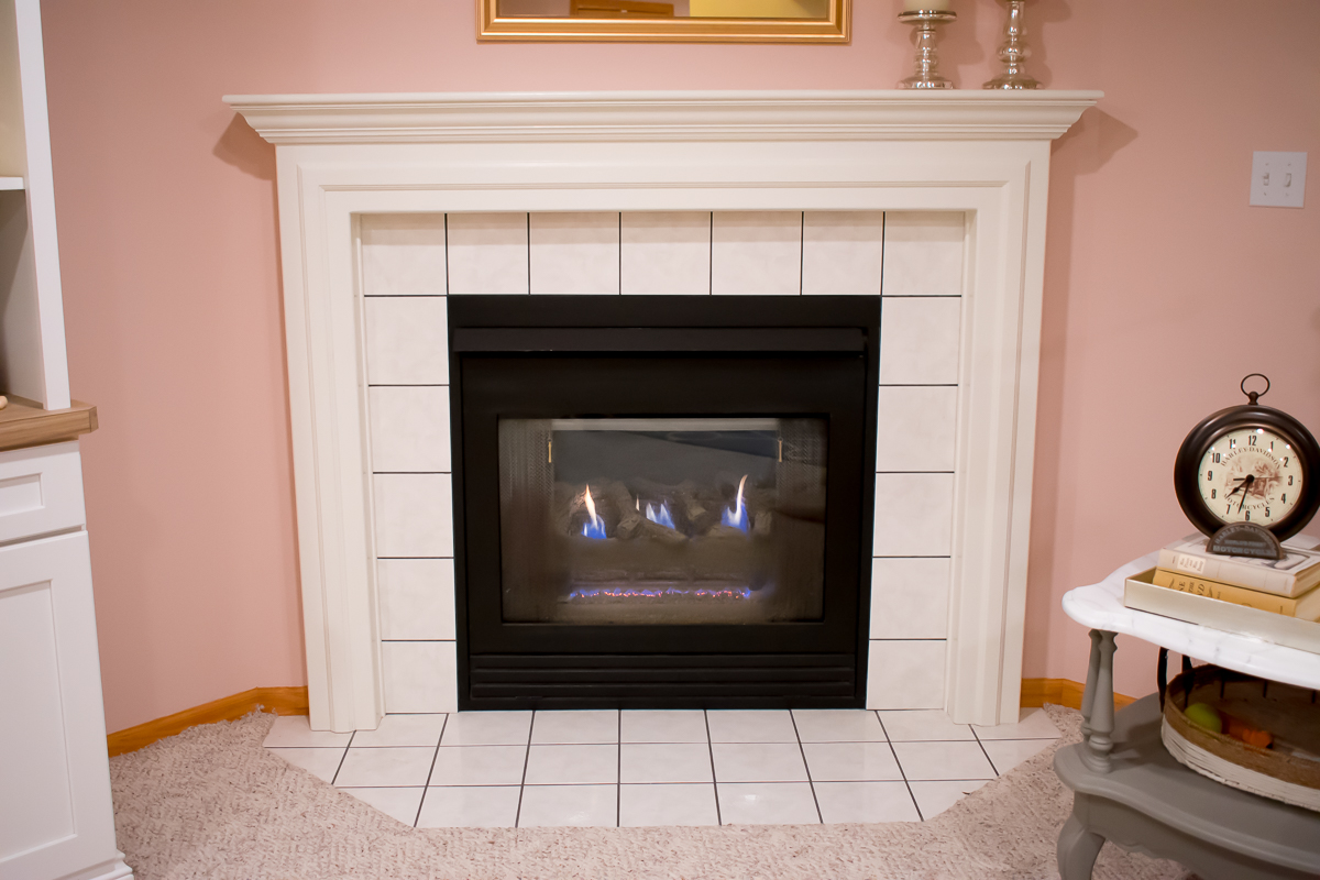 Before and After Honed Marble Fireplace Makeover