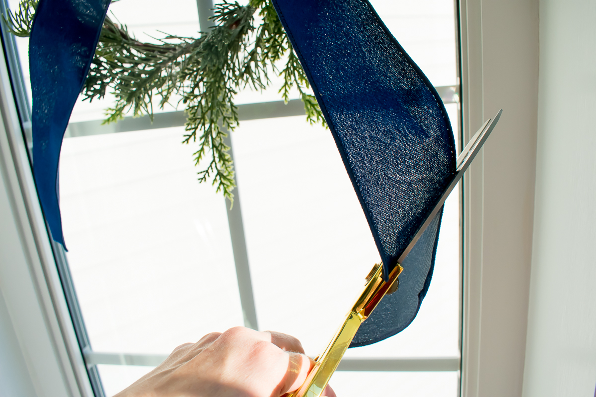 How to Hang a Wreath onto a Window with Ribbon